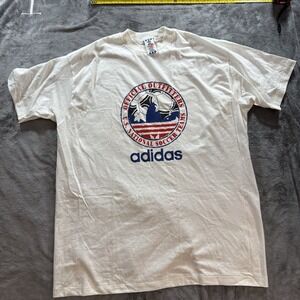 Vintage USA Soccer Adidas Shirt Mens XL White 80s Single Stitch World Cup USMNT